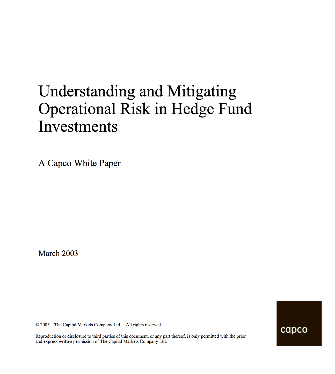 Mitigating Operational Risk