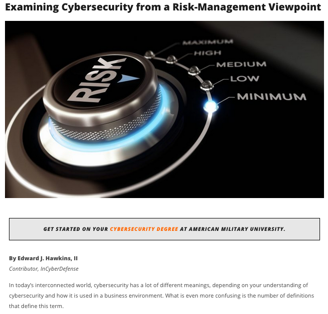 Cybersecurity from a Risk-Management